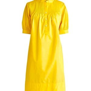 J. Crew Short-sleeve Yellow Mini Shirt-dress in Cotton Poplin